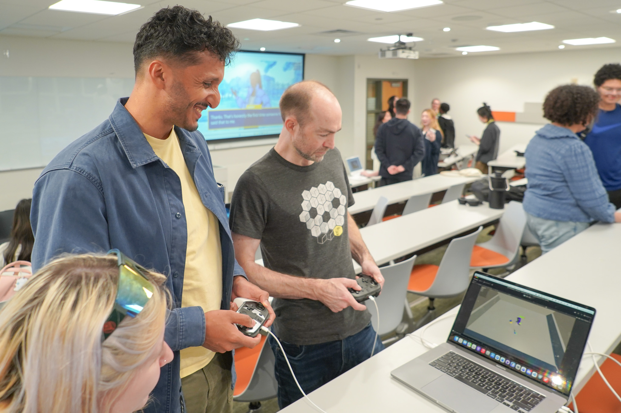 Playtester concentrating on gameplay