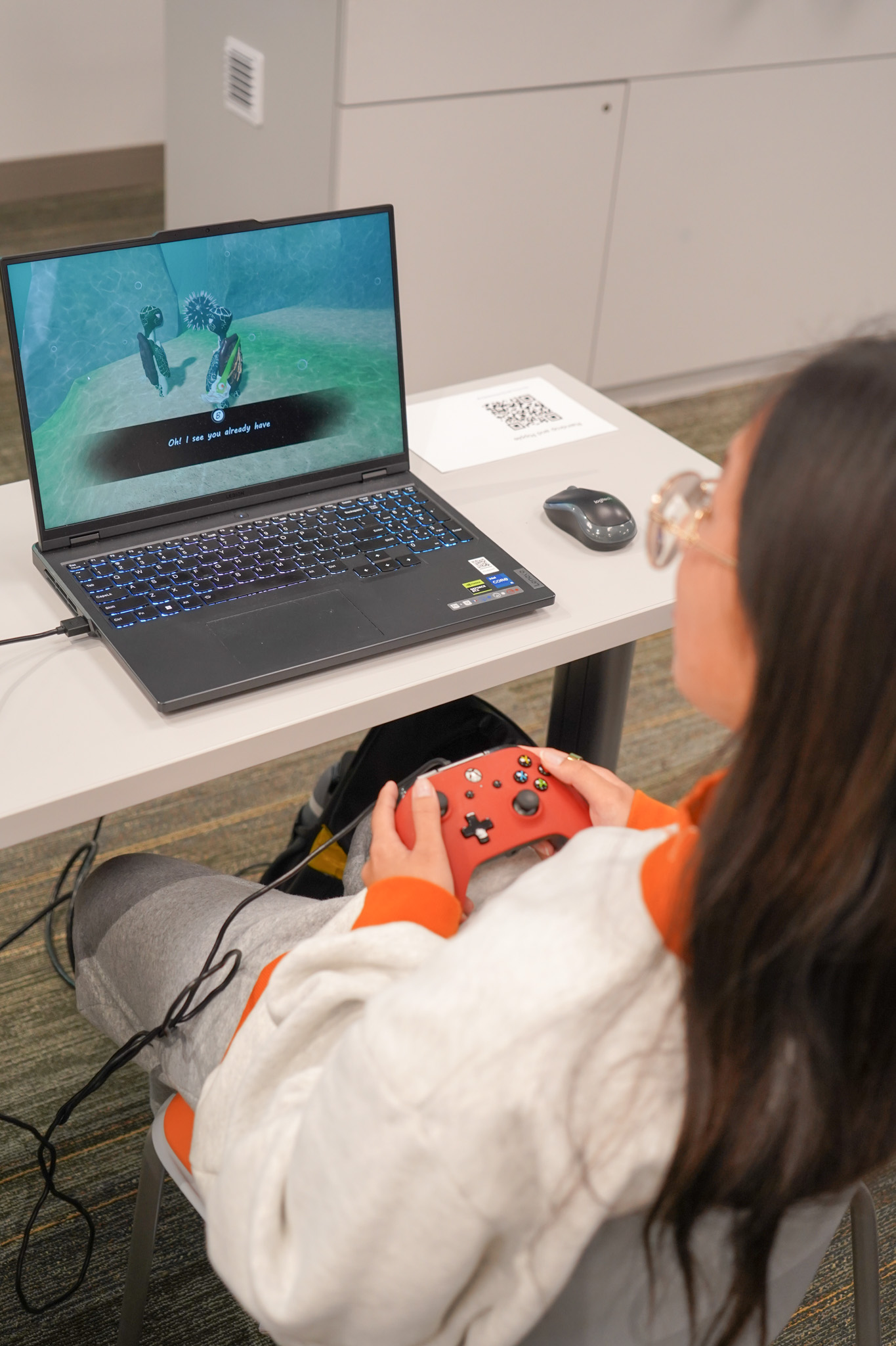 Students reacting to a moment in gameplay